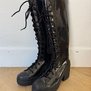 Converse Shiny Black Lace-Up Boots